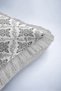 Elegant Fringed Pillowcase with Damask Floral Motif - Authentic Floral Black Gray Tassel Throw Pillow Cover - 8