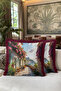 Mediterranean Coast View Floral Fringed Pillowcase-Marina Boho Blue Burgundy Tassel Throw Pillow Cover - 4