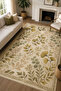 Flower Leaf Patterned Non-Slip Base Machine Washable Digital Printed Chenille Carpet Rug Runner