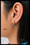 12mm Geometric Carved Pattern Premium Steel Hoop Earrings Unisex Silver Color - 2