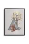 Gold Leaf Teepee Squirrel Kids Wall Art | Portrait Framed Canvas Print with Gold Foil Embossed | Luxury Modern Decor for Kids Room - 2