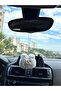 Automobile Rear View Ornament Cat Face Rear View Ornament Cat White Plush Auto Ornament - 2