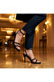 Glitz Silvery Satin Banded Stiletto with Stone Buckle Detail - 6