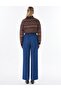 High Waist Denim Trousers Navy Blue - 4