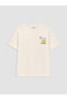 Vizyon New Season Beige Printed 100% Cotton Women's T-Shirt - 6