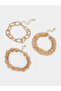 Set Of 3 - Gold Tone Link Chain Bracelets - 3