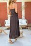 Brown Lined Pleated Cotton Strapless Woven Dress Skirt 100 40 - 3