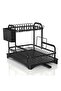 2-Tier Dish Drying Rack with No Water Buildup Drainboard, Keeps Counter Dry, Large Capacity Rustproof Dish Drainer for Kitchen Countertop with Utensil Holder - 2