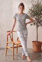 Lycra Duck Patterned Short Sleeve Summer Comfortable and Flexible Pajama Set - 4