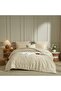 Duvet Cover 240 x 260 cm Beige Cream Seersucker Plain Microfibre Bedding Set for 2 Adults - 2
