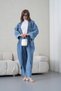 Women's Bead Embellished Denim Kimono Cardigan Top and Bottom Set - 4