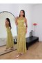 Women's Yellow Boat Neck Backless Floral Print Maxi Dress
