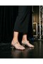 Stylish Elegant Silver Stone Detailed & Women's Heeled Evening Dress Shoes Wide Fit - 3