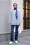 Hakim Yaka Striped Lined Oversize Thin Voile Tunic - Light Blue - 4