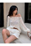 Women's Thin Knitted Openwork Knitwear Blouse Wide Collar Summer Bohemian Trend - 3