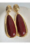 Gold Color Burgundy Dangle Earrings (8 cm)