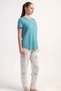 Women's Short Sleeve Soft Blue Pajama Set C3T3N2215 - 2