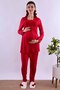 Long Robe Maternity Pajama Set with Hijab and Breastfeeding Feature Effortt - Cherry - 6