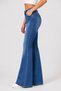 Women's Lycra High Waist Spanish Flare Washed Jean Trousers Blue Flare Denim Stretchy Casual Stylish - 2