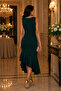 Nighttime Elegance |   Women's Sleeveless Asymmetrical Flounce Midi Crepe Event Dress - 4