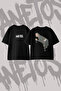 Aaliyah Design Back Printed Cotton Black Oversize T-Shirt