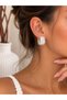 Women's White Hologram Drop Hoop Earrings - 3