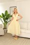 Floral Embroidered Waist Corset Dress Yellow