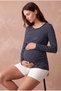 Maternity Navy Blue/White Striped Ribbed Cotton Crew Neck Long Sleeve Blouse Margaret