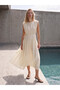 Esvab • Modern & Distinctive Zero Roba Collar Waist-Slit Flared Dress
