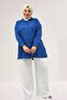 68061 Large Size Muslin Shirt with Pockets and Cuffs - Indigo