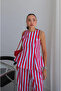 Blue-Red Striped Blouse Pants Set - 30460 - 3