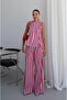 Blue-Red Striped Blouse Pants Set - 30460 - 6