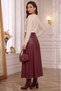High Waist A-Line Faux Leather Midi Length Women's Skirt - 3