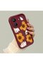 Xiaomi Redmi 13C Compatible Case Camera Protector Burgundy Silicone Couple Phone Case Floral Pattern - 2