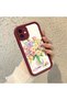 iPhone 11 Compatible Case Camera Protector Burgundy Silicone Couple Phone Case Floral Pattern - 2