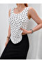 Women's White-Black Flowy Polka Dot Blouse Frv0187 - 2