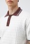 White Cotton Textured Polo Collar Knitwear - 6