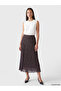 Brown Polka Dot Pleated Skirt with Elastic Waist