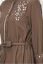Embroidered Linen Dress with Belt 46481 - 3