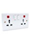 Universal Wall Socket with 2 Outlets, LED Indicator Light, White