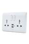 Universal Double Wall Socket with 2 USB Ports, 5V 1100mA, White - 3