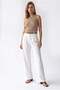 2186 Women's High Waist Double Pleated Palazzo Pants White - 4