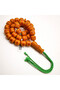 Musk Afghani Rosary 33 Beads 16x15.5mm Orange Pattern Prayer Beads Tasbih Green Cord Tassel - 5