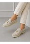Women's Beige Suede Casual Loafer Shoes – Light Sole, Narrow Fit, Comfortable Ballet Flats - 2