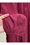 Bige Half-Pleated Layered Modal Dress-Pe626 Claret Red - 3