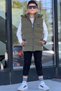 Boy's Snap Fastener Hooded Nova Fabric Inflatable Vest Ylk3026 - 5