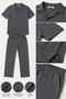 Rooy Wrinkled Crinkle Fabric Summer Lycra Men's Shirt and Pants Set - 4