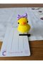 Set of 2 3D Dimensional Purple and White Bowknots with Yellow Duck Swinging Clips - Girls' Clip-On Hair Clips - 6