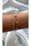 Women's Gold Color Stone Heart Double-Look Bracelet - 2