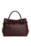 Burgundy Leather Knitted Women's Handbag - 5